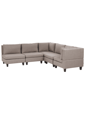 Beliani 5-tlg Ecksofa UNSTAD in Braun/Schwarz linksseitig