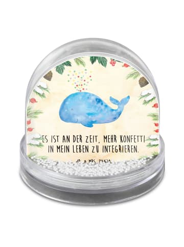 Mr. & Mrs. Panda Schneekugel Wal Konfetti mit Spruch in Naturpapier