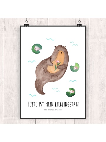 Mr. & Mrs. Panda Bild Otter Seerose mit Spruch in Weiß