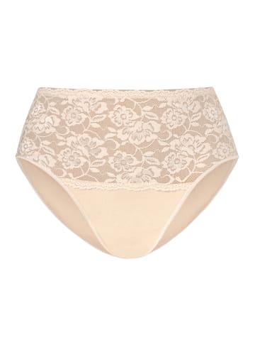 Teyli Hohe Taille Baumwollslip mit floraler Spitze Violetta in beige