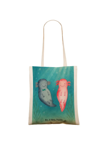 Mr. & Mrs. Panda Shopping Tasche Axolotl Liebe Design ohne Spruch in Weiß