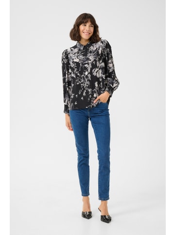 Kaffe Langarm - Hemd KAisa in Black/White Painted Flower