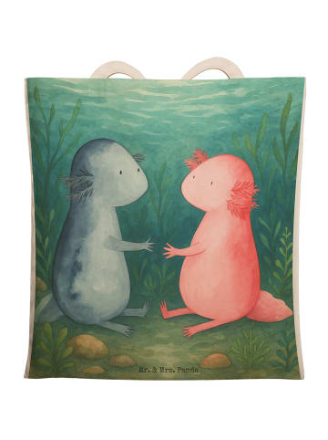 Mr. & Mrs. Panda Einkaufstasche Axolotl Liebe Design ohne Spruch in Weiß