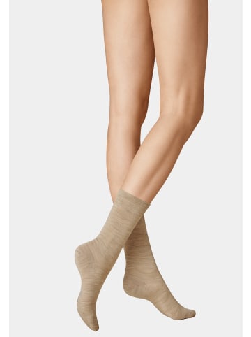 Kunert Socken Soft Wool Cotton druckfreier Bund in Beige-mel.