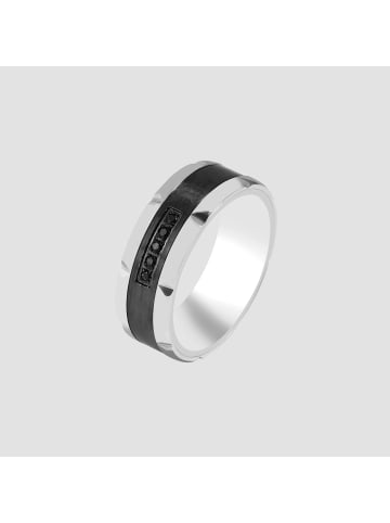 Adeliás Herren Ring aus Edelstahl mit Strass Steinchen in schwarz