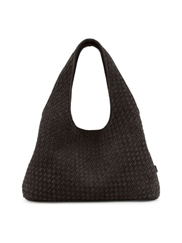 Les Visionnaires Paz Weave Schultertasche Leder 44 cm dark brown