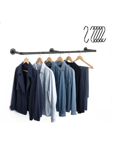 relaxdays Kleiderstange Wandmontage in Schwarz - 140 cm