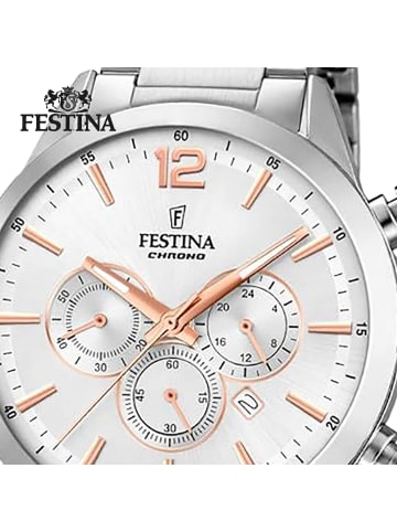 Festina Chronograph-Armbanduhr Festina Timeless Chronograph silber groß (ca. 43,5mm)