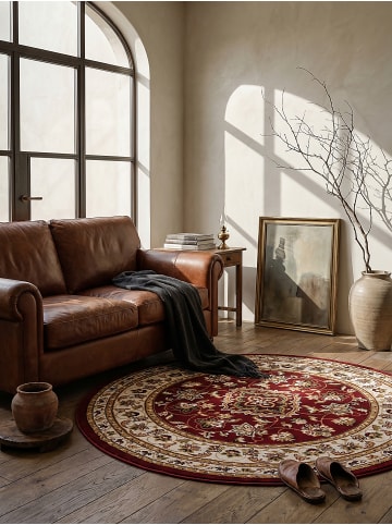 KADIMA DESIGN Kurzflor-Teppich Pflegeleicht GLAZERT Floral Strapazierfähig in Rot