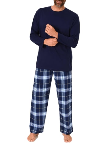 NORMANN Schlafanzug lang Pyjama FlanellHose Karo - 88248 in navy2