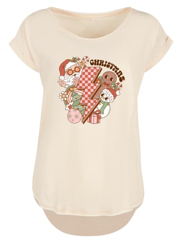 F4NT4STIC Long Cut T-Shirt Groovy Weihnachten Flash Cozy Vibes in Whitesand