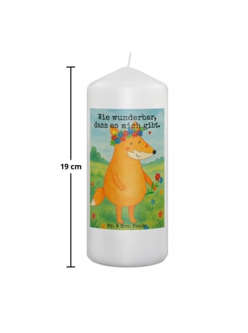 Mr. & Mrs. Panda Kerze Fuchs Blumen Design mit Spruch in Weiß