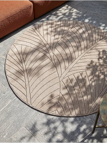 KADIMA DESIGN Outdoor-Teppich ENGADIN Blattmotiv Kurzflor Wohnzimmer Balkon in Beige