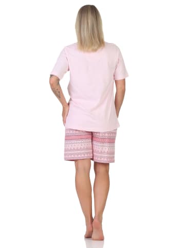 NORMANN kurzarm Schlafanzug Shorty Pyjama Ethnolook 125 205 226 in rosa
