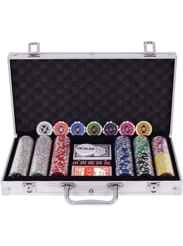 COSTWAY Pokerset 300 tlg. Chips in Silber