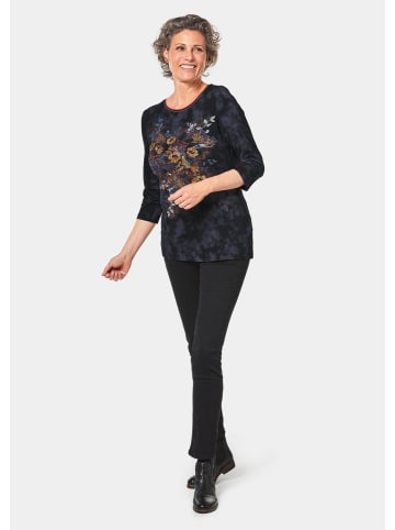 GOLDNER Atmungsaktives Druckshirt in marine / gemustert