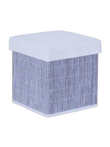relaxdays Sitzhocker in Grau/ Weiß - (B)35 x (H)35 x (T)35 cm