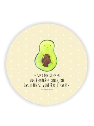 Mr. & Mrs. Panda Rund Magnet Avocado Kern mit Spruch in Gelb Pastell