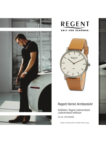 Regent Armbanduhr-Analog hellbraun mittel (ca. 39mm) Regent Lederarmband