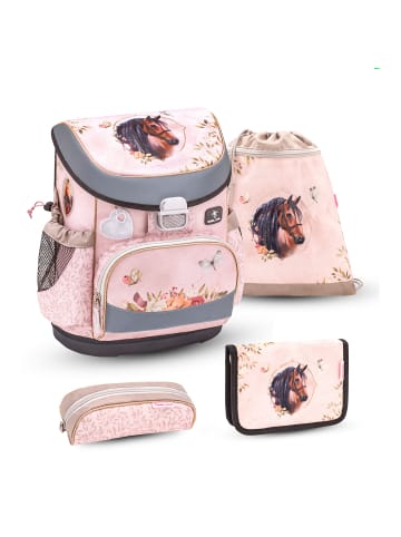 Belmil 4tlg-Set: Schulranzen Set Mini-Fit Horse Chestnut