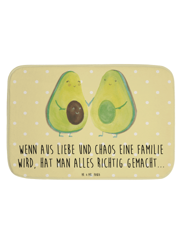 Mr. & Mrs. Panda Badvorleger Avocado Pärchen mit Spruch in Gelb Pastell