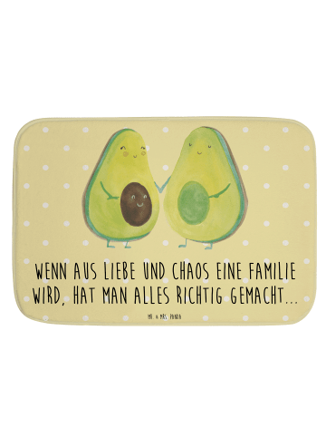 Mr. & Mrs. Panda Duschvorleger Avocado Pärchen mit Spruch in Gelb Pastell