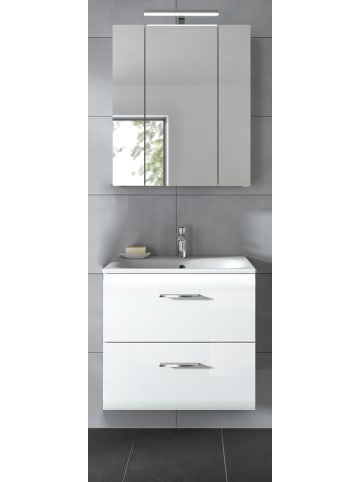 Inn.Furn Badmöbel Set 2-teilig in weiß Hochglanz inkl. Waschbecken 60 x 185 cm
