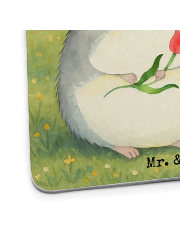 Mr. & Mrs. Panda Bierfilzl Chinchilla Blume Design mit Spruch in Weiß