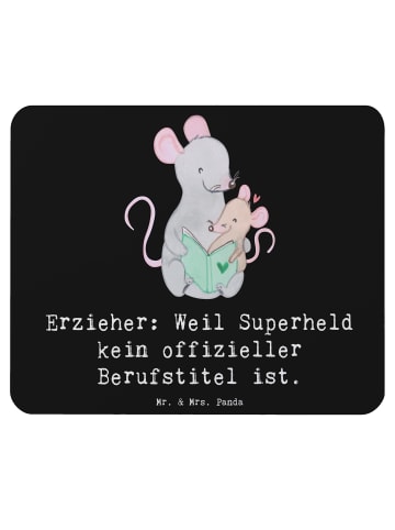 Mr. & Mrs. Panda Mauspad Erzieher Superheld mit Spruch in Schwarz