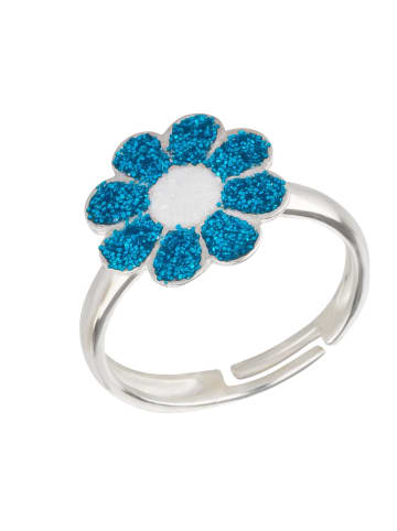 Schmuck23 Ring 925 Silber Blume in Blau