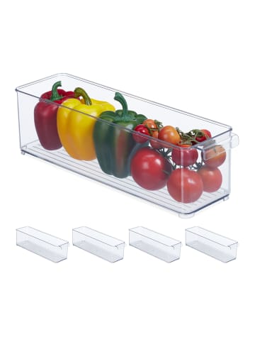 relaxdays 5 x Kühlschrank Organizer in Transparent - (B)36,5 x (H)10 x (T)10 cm