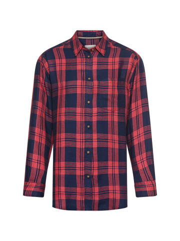 Camel Active Bluse aus Lyocell- Leinenmix in Blau Rot