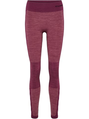 Hummel Hummel Leggings Hmlclea Yoga Damen Atmungsaktiv Schnelltrocknend Nahtlosen in GRAPE WINE/CRUSHED BERRY MEL