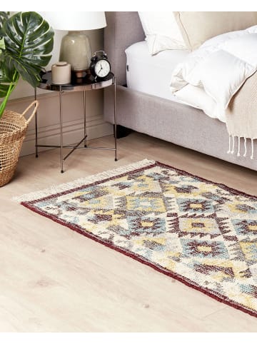 Beliani Geflochtener Teppich FENER in Bunt/Beige/Rot - (W) 80 x (H) 0.6 x (L) 150 cm