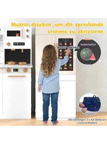 COSTWAY 2-in-1 Kinderküche mit Kühlschrank in Weiß