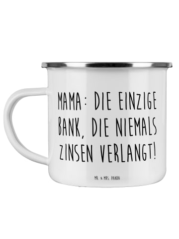 Mr. & Mrs. Panda Camping Emaille Tasse Spruch Mutter Bank mit Sp... in Weiß