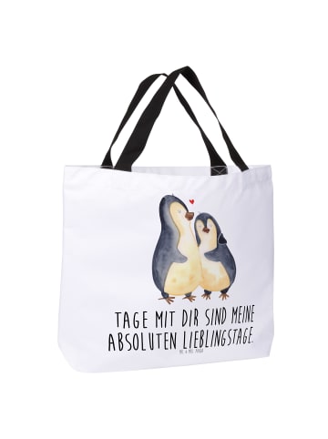 Mr. & Mrs. Panda Shopper Pinguin umarmen mit Spruch in Weiß