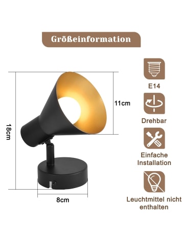 ZMH Deckenleuchte in Schwarz 1-flammige E14 Vintage Metall kreative Design