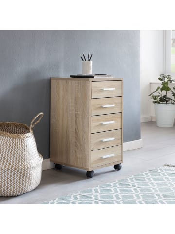 FineBuy Rollcontainer in Braun / Spanplatte / 33x38x63