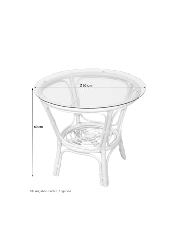 möbel-direkt Rattantisch mit Glasplatte Karl in braun