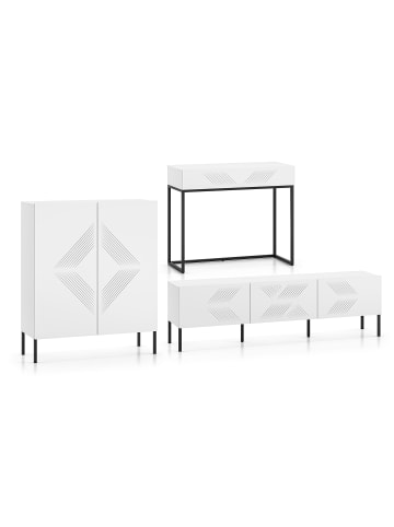 Feldmann-Wohnen Wohnzimmer-Set 3-teilig Clearing weiß / schwarz 362 / 40 / 120cm
