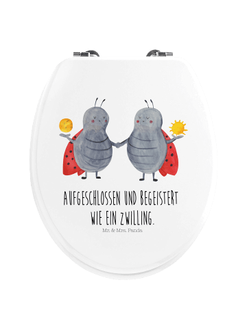 Mr. & Mrs. Panda Motiv WC Sitz Sternzeichen Zwilling mit Spruch in Weiß
