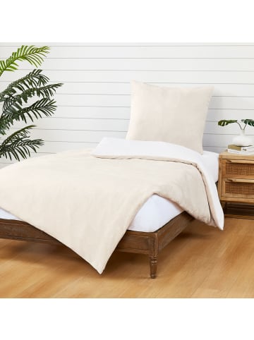 JACK 2 tlg. Teddy Flausch Wendebettwäsche 135x200cm Zweifarbig in Creme/Weiß