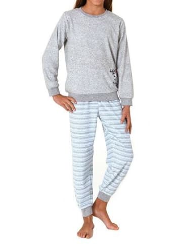 NORMANN Schlafanzug Frottee Pyjama Bündchen und Streifen - 82510 in hellblau