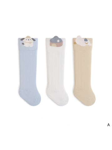 MUNADUNA 3er-Set 'Hündchen' Baby-Hochsocken A