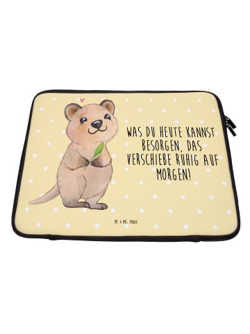 Mr. & Mrs. Panda Notebook Hülle Quokka Happy mit Spruch in Gelb Pastell