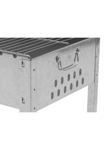 Mustang Holzkohlegrill mit Spießen in Silbern, (B) 50 x (H) 50 x (L) 30 cm