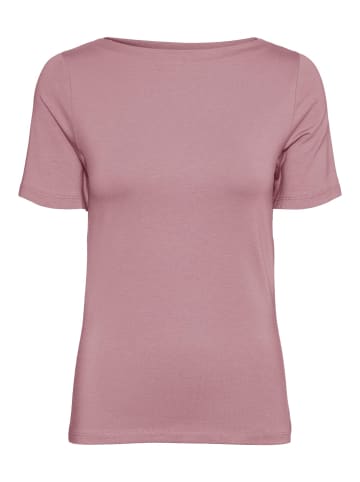 Vero Moda Basic Stretch T-Shirt mit U-Boot-Ausschnitt VMPANDA in Altrosa