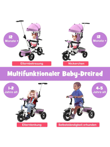 COSTWAY Dreirad 4 in 1 ab 1 Jahr in Rosa