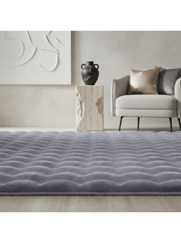 KADIMA DESIGN Teppich Hochflor Waschbar Einfarbig NAUDERS Strapazierfähig OEKO-TEX in Grau
